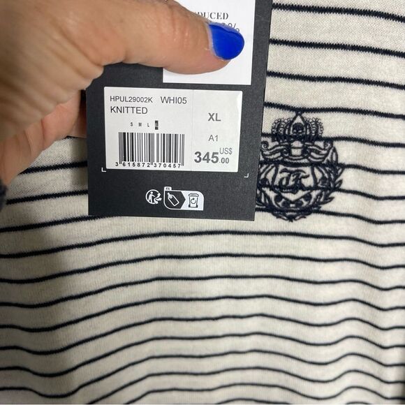 $345 The Kooples Blazon Striped Wool And cashmere Sweater for Man NWT - Picture 9 of 9